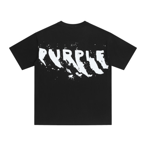 Purple Ink-Splatter Letter Print Loose-Fit Short Sleeve