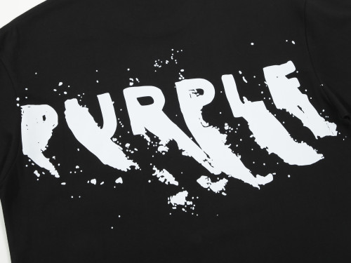 Purple Ink-Splatter Letter Print Loose-Fit Short Sleeve