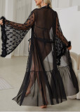 Sheer Mesh Robe Seductive Lingerie Open-front Nightgown