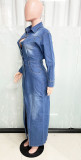 Long Sleeve Open Front Denim Dress