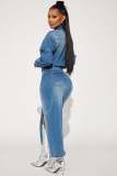 Long Sleeve Open Front Denim Dress