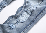 Blue Cobra Embroidered Stretchy Mid-rise Slim Fit Men's Jeans