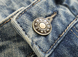 Blue Distressed Patch Embroidered Stretch Mid-rise Skinny Men's Jeans