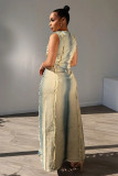 Distressed Split-Hem women Tank Top Maxi Dress
