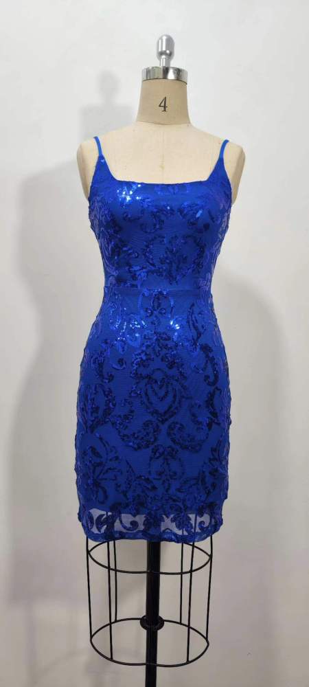 Sparkling Beaded Straps Sequin Bodycon Mini Dress