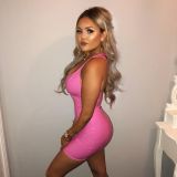 PU Leather Solid Color Sleeveless Sexy Nightclub Bodycon Skirt