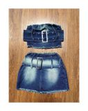 Strapless Belted Elastic Mini Skirt Set
