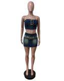 Strapless Belted Elastic Mini Skirt Set