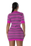 Round Neck Knitted Slim Short-Sleeve Dress