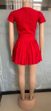 Knitted Elastic Sports Leisure Skirt and Short Sweater Set