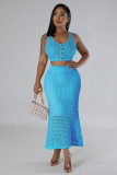 Fishnet Knit Casual Two-Piece Set