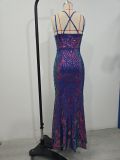 Sparkling Elegant High-Slit Evening Gown