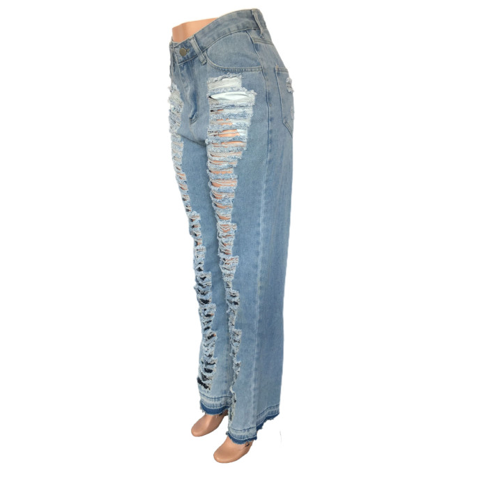 Sexy Distressed stretch Micro-flare Jeans