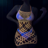 Fluorescent Night Light Flirting Suspender Mesh Lingerie