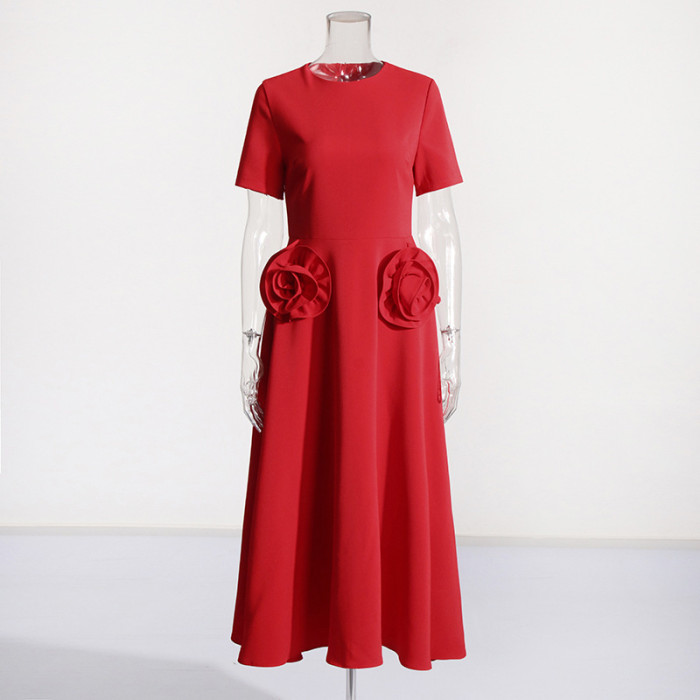 CSlimming and Elegant aptivating 3D Floral A-Line Dress