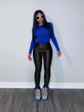 High-waisted Solid Color Zipper Base Tight Casual Sports Pants