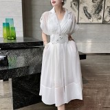 Captivating White Flare Waist Dress