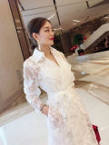 Delicate Lace Long Trench Coat Dress Set