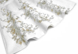 Butterfly Knot Blouse with Pearl Embroidery and A-Line Midi Skirt Set