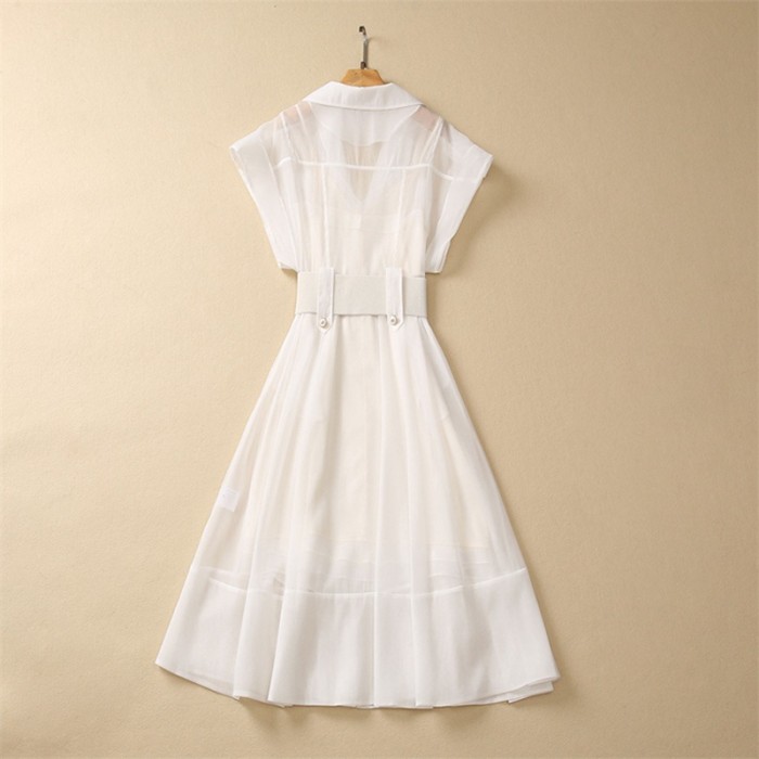 Captivating White Flare Waist Dress