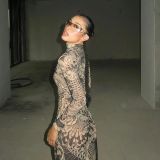 Animal Floral Crew Neck Hip Hop STREET Printed Long Sleeve Mesh maxi dress women