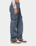 High Waist Elastic Waist Drop Pants Loose Wide Leg Cargo Multi Pocket Denim Pants