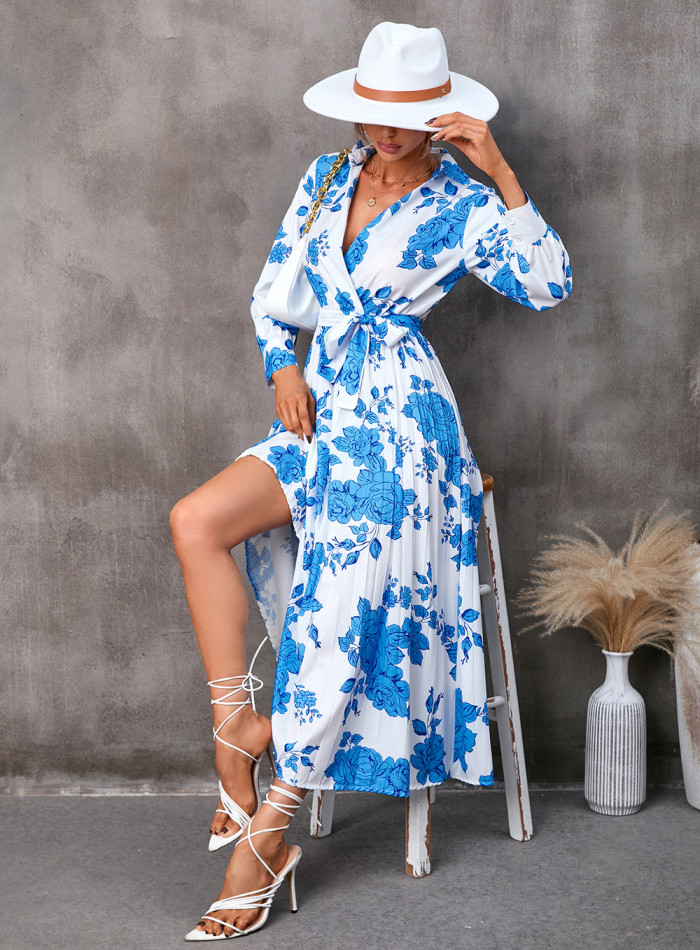 Captivating Floral Midi Dress with Long Sleeves