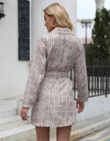 Unique Grid Print Collared Shirtdress