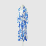 Captivating Floral Midi Dress with Long Sleeves