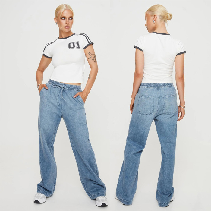 Relaxed Fit High-Waisted Wide-Leg Denim Jeans