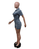 IHOOV Turn Down Collar Pocket for women denim rompers jumpsuits