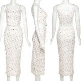 IHOOV Spaghetti Strap Floral Print Crop Top and Bodycon Skirt Set