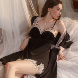 Lace Underwire Padded Slip Dress with Robe Seductive Sleepwear