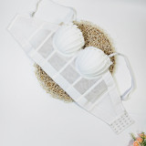Unique Fishbone Ruched Fitted Camisole Bustier