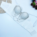 Fringed Chain Waist Beaded Bustier bra Women Corset Vest