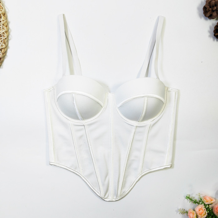 Seamless Asymmetric Underwire Bodysuit Corset crop women's bra