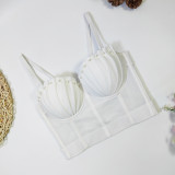 Unique Fishbone Ruched Fitted Camisole Bustier