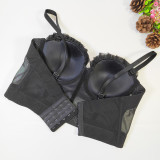 Unique Fishbone Ruched Fitted Camisole Bustier
