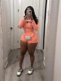 Women long sleeve Hood top and Rompers two piece set