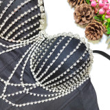 Fringed Chain Waist Beaded Bustier bra Women Corset Vest