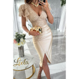 Unique Open-Slit Short Sleeve Casual Dress