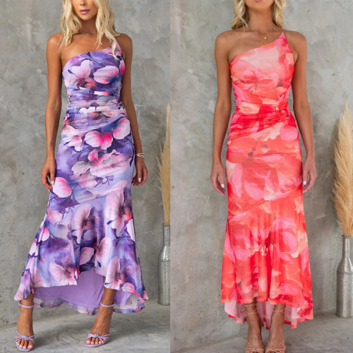 Stretchy Scoop-Neck Floral Print women Dress