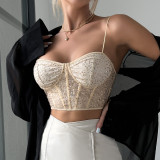 Delicate Straps Shimmering Mesh Cami