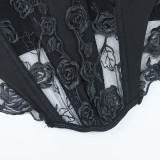 Alluring Lace Rose Fishbone Rhombus Camisole