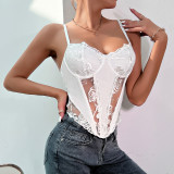 Alluring Lace Rose Fishbone Rhombus Camisole