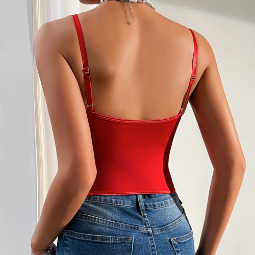 Alluring Lace Rose Fishbone Rhombus Camisole