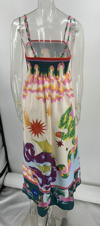 Bohemian Breezy Loose Spaghetti Strap Beach Floral Maxi Dress