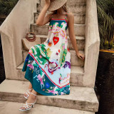 Bohemian Breezy Loose Spaghetti Strap Beach Floral Maxi Dress