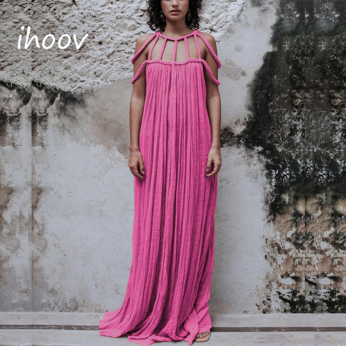 Colorful Drawstring Casual Dress by ihoov