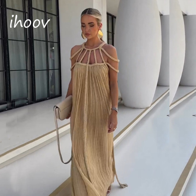 Colorful Drawstring Casual Dress by ihoov